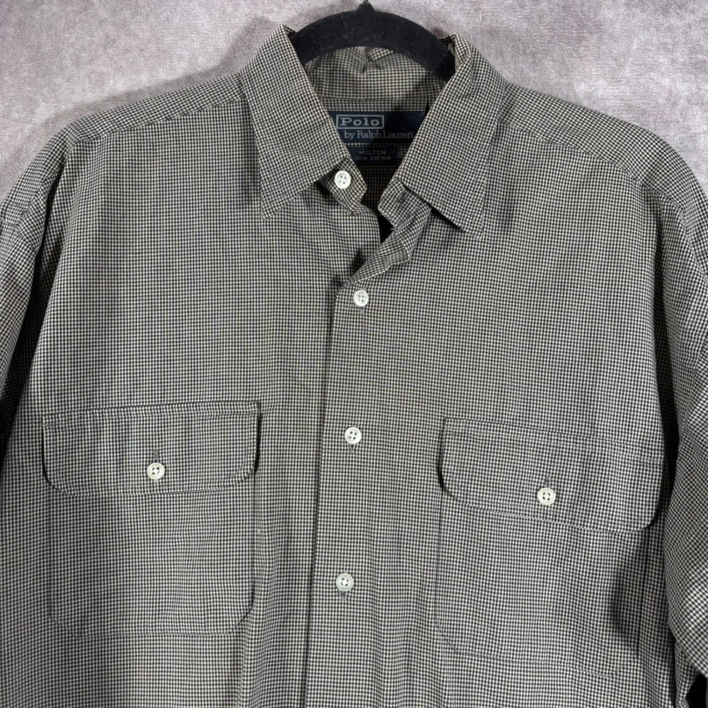 Polo Ralph Lauren Button Down Shirt Men M Brown Hulton Check Long Sleeve Cotton